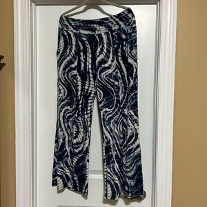 CLARA SUN WOO tie-dye pool / lounge pants. Open leg. XL. Blue/ tan